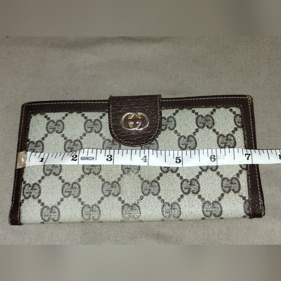 VINTAGE GUCCI MONOGRAM LONG WALLET BILLFOLD 7" POCKETBOOK AUTHENTIC GREEN INSIDE - Picture 16 of 16